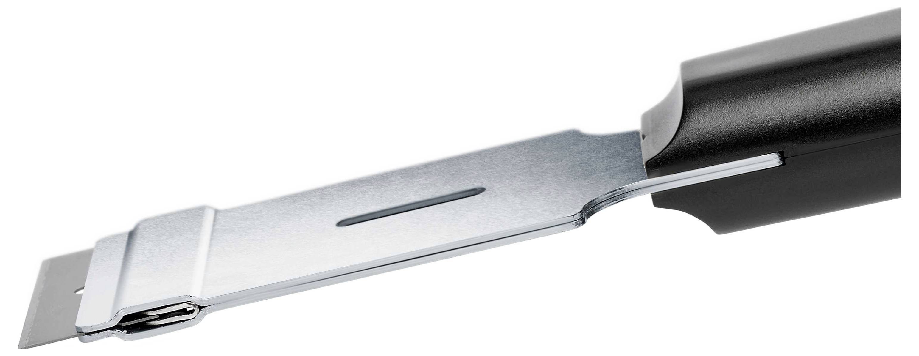 Metal clip with plastic handle, used for securing items.