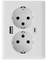 Double socket with USB-A and USB-C ports in white casing.