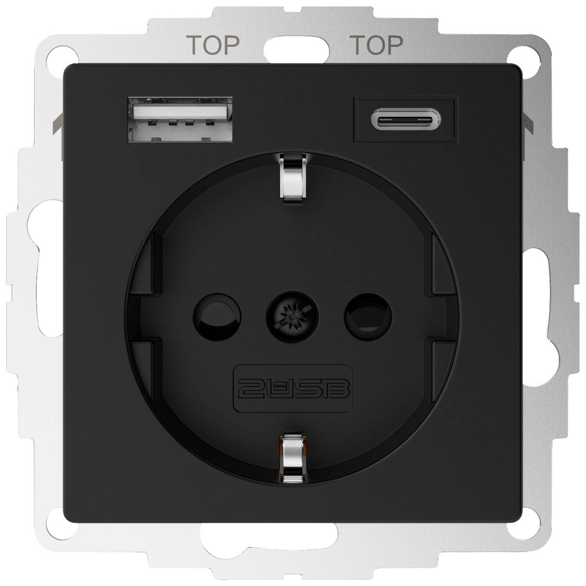 2USB 2U-449641 Dry-lining box incl. USB charging port Black (matt)