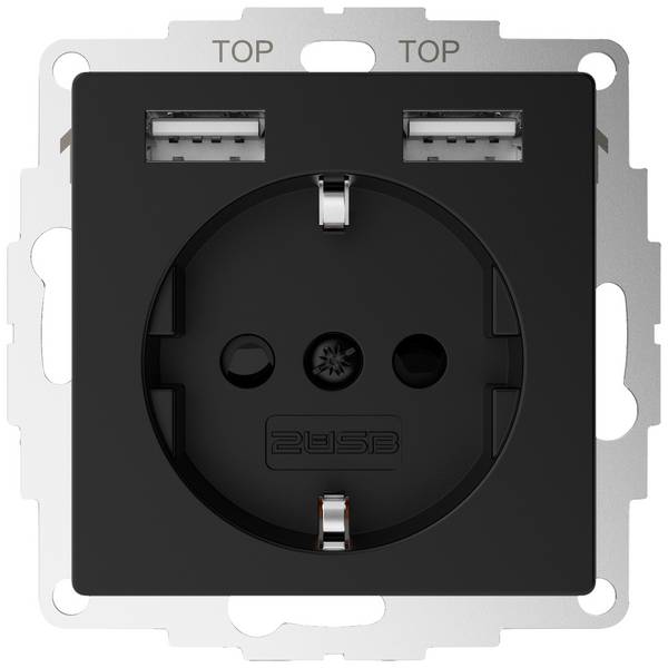 2USB 2U-449634 Dry-lining box incl. USB charging port Black (matt)