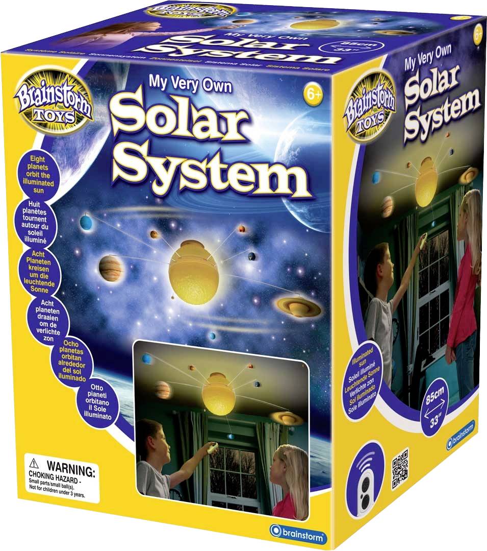 'Solar System Construction Kit' for children aged 6 and over. Includes 8 planetary models that glow on the ceiling. Battery-operated, 85 cm.