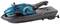 A turquoise-blue model of a jet ski with yellow lettering 'Speed' and 'Future', positioned on a dark base.