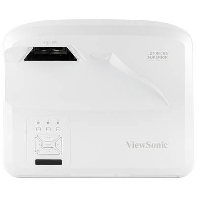 A white ViewSonic projector with a keypad at the front. 'Luminous Superior' is written on the top.