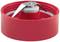 Red lid with integrated metal closure, serves as a safety seal for bottles or containers.