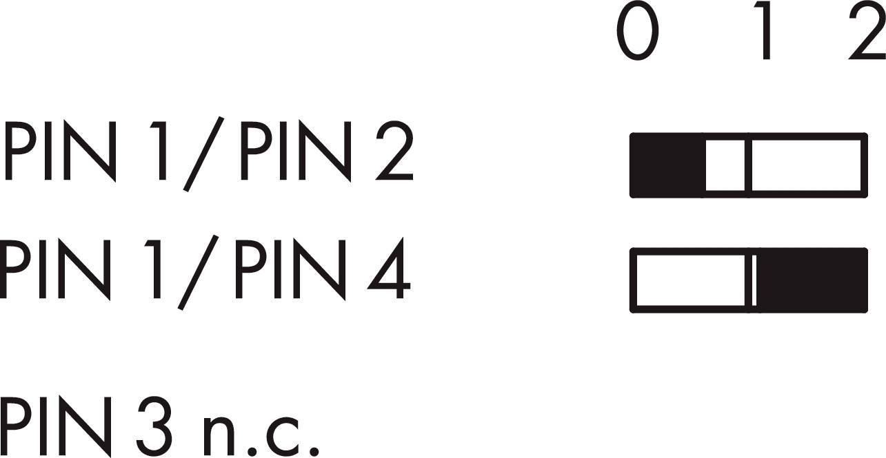 'PIN 1/PIN 2' is connected at 0 and 1, 'PIN 1/PIN 4' at 2; 'PIN 3 n.c.' remains unconnected.