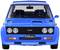 Blue Fiat 131 Abarth Stradale from the front, with distinctive headlamps, black radiator grille and sporty bodywork.