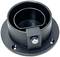 Round, black plastic base holder with screw holes, suitable for mounting rods or pipes.
