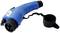 Blue electric charging plug with black protective cap, suitable for electric vehicles.
