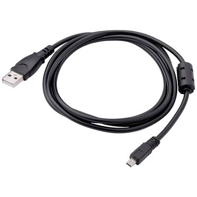 Black USB cable with standard USB connector on one side and micro-USB connector on the other, on a white background.