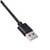 Black USB cable on white background; shows a standard USB plug for connecting to electronic devices.