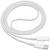 White USB-C to Lightning charging cable, coiled on a white background. Suitable for charging and synchronising Apple devices.