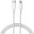 USB-C and Lightning cables for data transfer and charging, white.