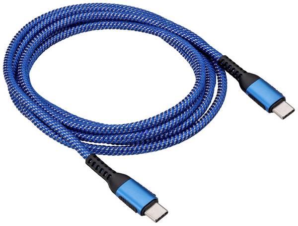 Akyga USB cable USB 2.0 USB-C® plug, USB-C® plug 1.80 m Blue AK-USB-38