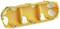 'Yellow recessed electrical back box with multiple chambers and screw holes, suitable for electrical installation in interior walls.'