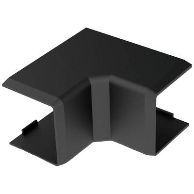 Black, right-angled plastic component that is bent into a Z-profile. It has two parallel flanges and a rounded edge.