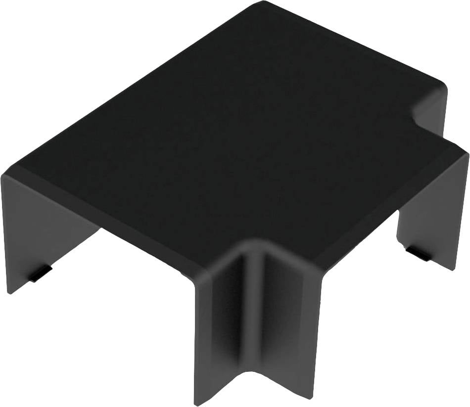 A black plastic angle that is used as a protective edge cover.