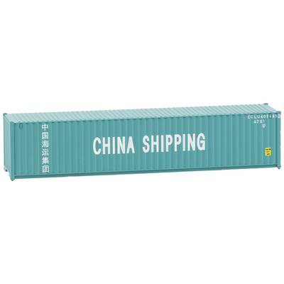 A blue freight container with 'China Shipping' written on its side, symbolising international trade and transport.