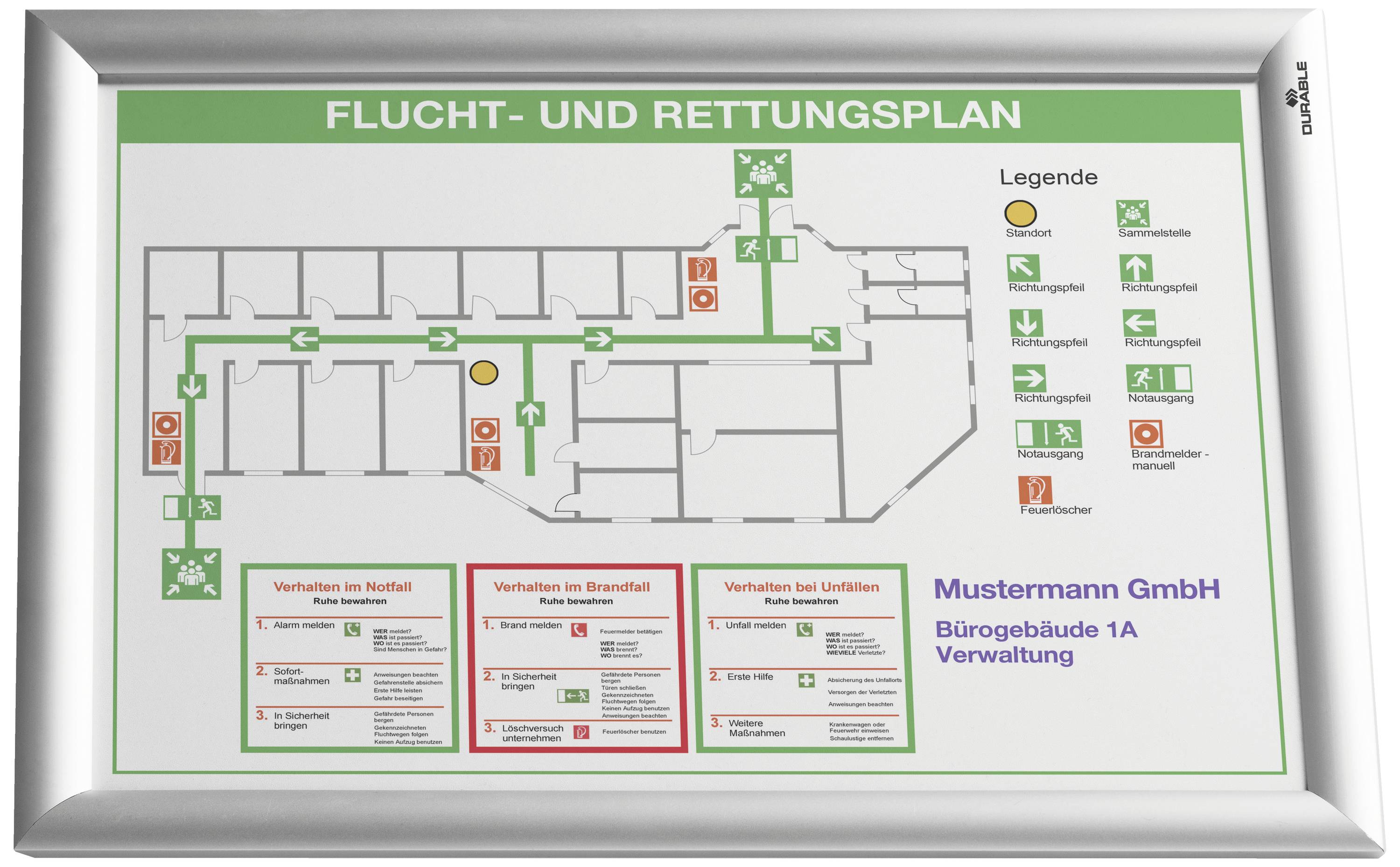 Emergency Evacuation and Rescue Plan for an Office Building with Marked Escape Routes, Emergency Exits, and Assembly Points, including Behavioural Guidelines.