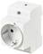 A white socket for wall mounting, suitable for use in electrical installations, with an earth connection.