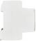 White plastic box viewed from the side. Square-shaped with a hook on the underside. Purpose unknown.