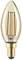 Incandescent bulb with visible filament and E14 bayonet cap, teardrop-shaped.