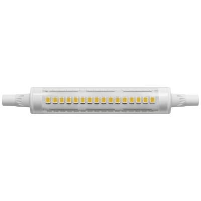 LED tube in cylindrical form with multiple yellow luminescent segments. The ends are white and symmetrically designed.