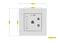 A square wall switch measuring 80 mm x 80 mm x 25 mm. Symbols indicate three functions: up, down, stop.
