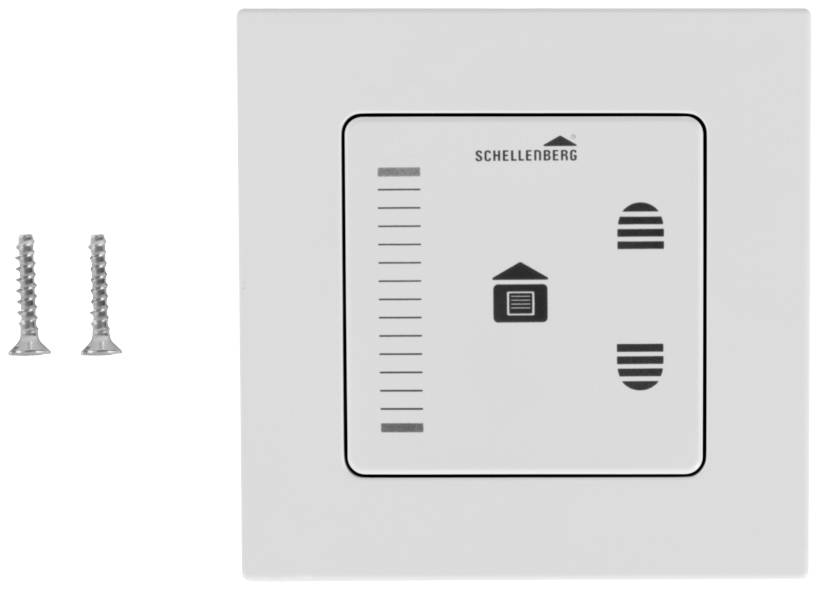 Wall switch with symbols for blind control. Control buttons and two screws. Schellenberg brand.