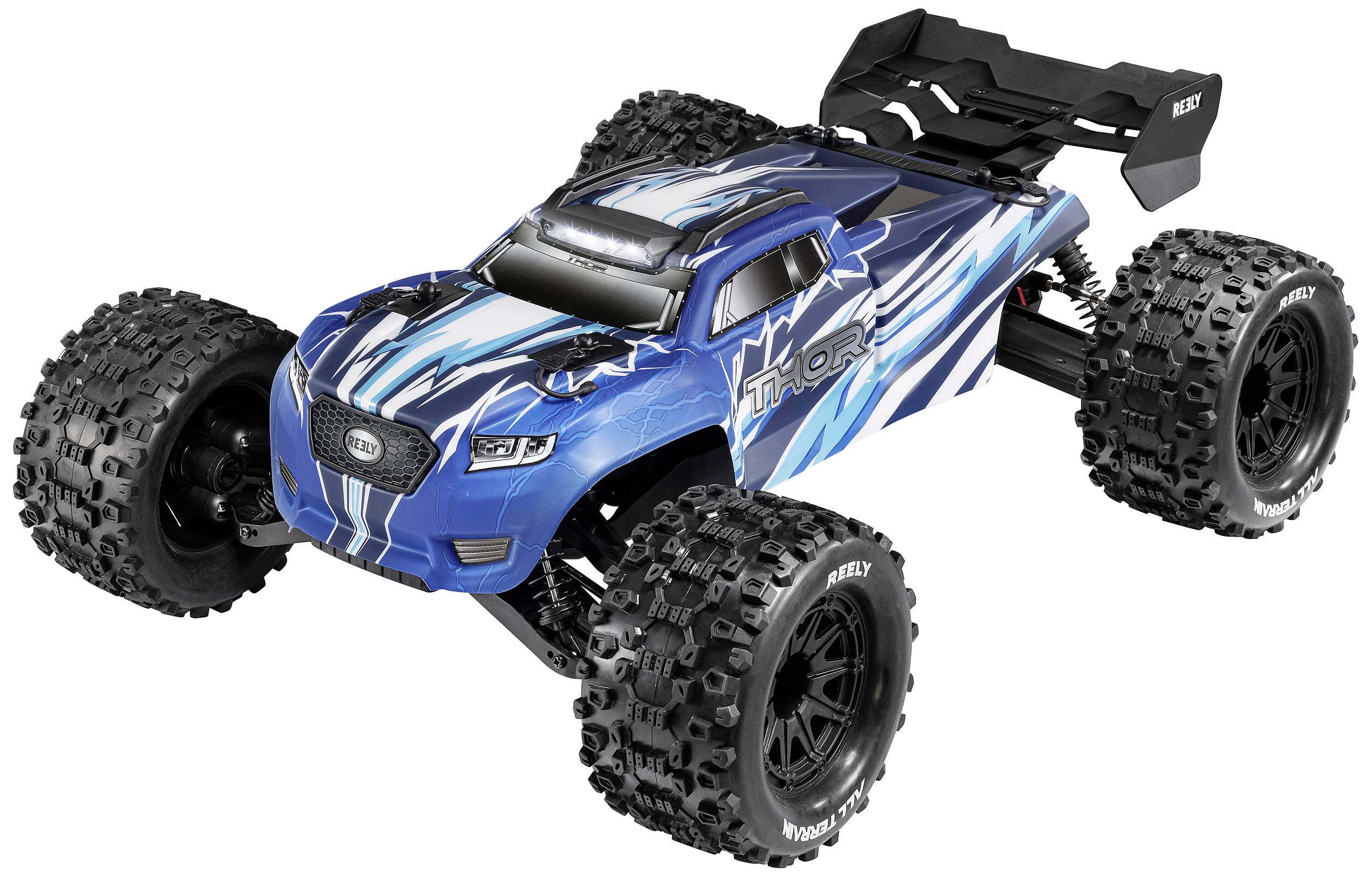 Reely Thor Blue Brushed 1:10 RC model car Electric Monster truck 4WD 100% RtR 2,4 GHz Incl. batteries and charger