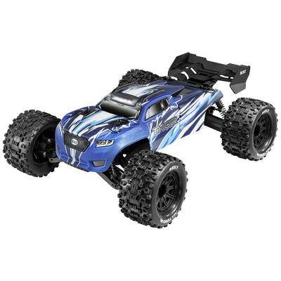 Blue remote-controlled truck with large, chunky tyres and a sporty design. 'Thor' written on the side.