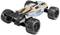 Remote-controlled car with robust off-road tyres and blue-beige design. Suitable for off-road driving.