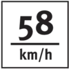 Speed sign shows '58 km/h'.