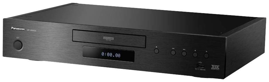 A black CD player with a digital display (showing '0:00:00'), several control buttons and a USB port on the front.