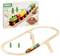 A BRIO wooden railway train set and packaging with a colourful train and two wooden pine trees, suitable for children aged 2 and over.