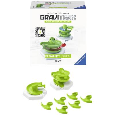 'GraviTrax Element Spiral' set with green elements to extend a marble run. Suitable for ages 8-99 years.