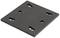 Black, square base plate with four elongated holes and chamfered edges, used to support constructions.