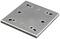 Metal plate with several symmetrically arranged holes. Clearly intended for mechanical fastenings or mounting purposes.