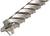 A silver-coloured drill bit with spiral grooves and a four-pronged head, suitable for drilling into concrete or masonry.