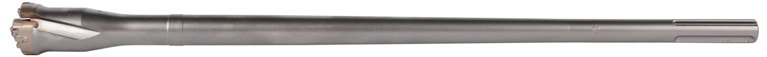 Metal barrel, cylindrically shaped, with a tapered end and smooth surface. Used in firearms.