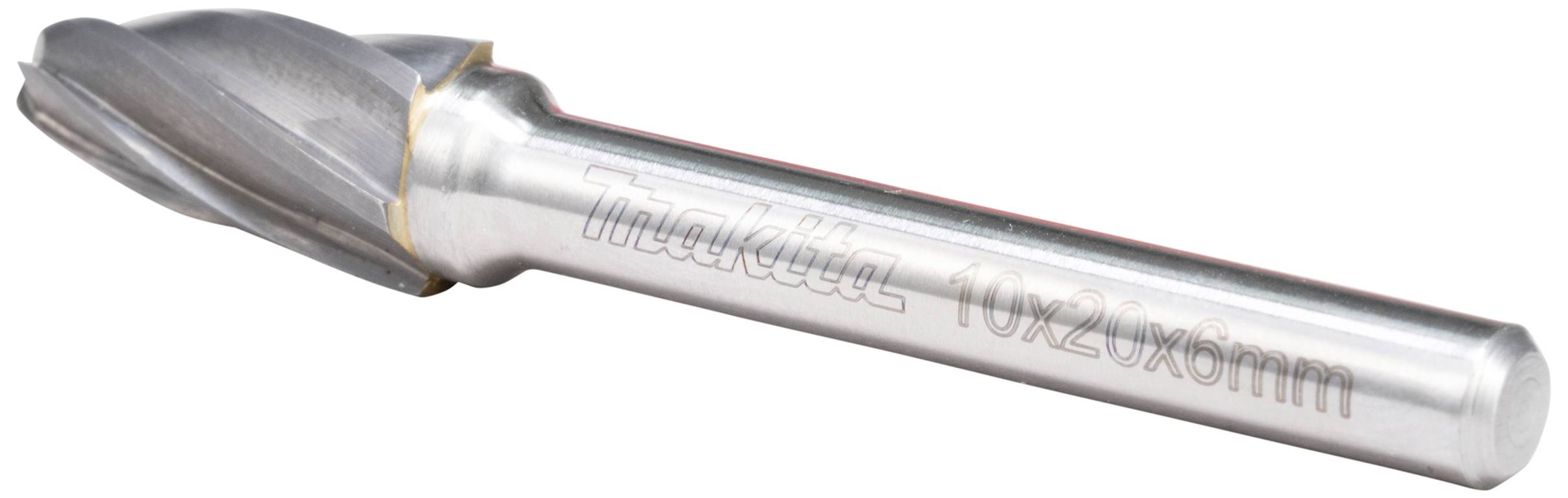 A metal milling cutter with the inscription '10x20x6mm'. Used for machining materials such as wood or metal.