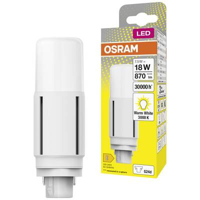 An OSRAM LED light bulb with 18W, 870 lumens, warm white light (3000 K) and a lifespan of 30,000 hours, as shown on the packaging.