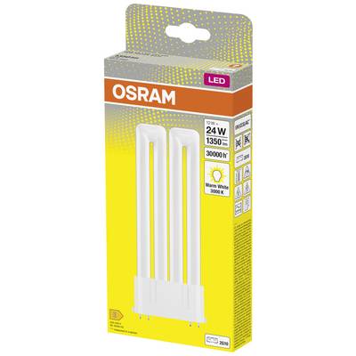 'Osram LED Light Bulb Packaging' shows a 24-watt, 1350-lumen, warm white light with 3000 Kelvin and 30,000 hours of lifespan.