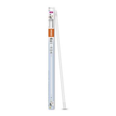 LED tube in packaging, 9W, 900 lumens, daylight white (6500K), 90 cm length, suitable as a replacement for conventional fluorescent tubes.