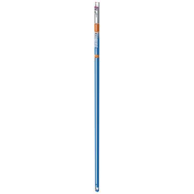 Blue diving pump in a long cylindrical design with orange and silver markings and technical specifications printed on it.