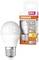 LED light bulb by Osram next to packaging. Energy-efficient, 7.5 W replaces 60 W. Warm white light, lifespan of 15 years, E27 base.