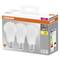 Osram LED Light Bulb Packaging, 8.5W, 806 Lumens, Warm White, E27 Screw Cap, Energy Class F, Pack of 3.