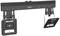 Flexible TV wall mount in black, suitable for flat-screen televisions of various sizes. Includes scale and integrated spirit level.