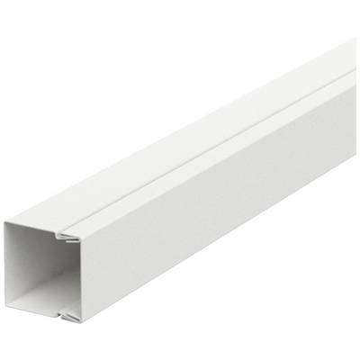 A white plastic trunking in a square profile, suitable for neat cable routing along walls.