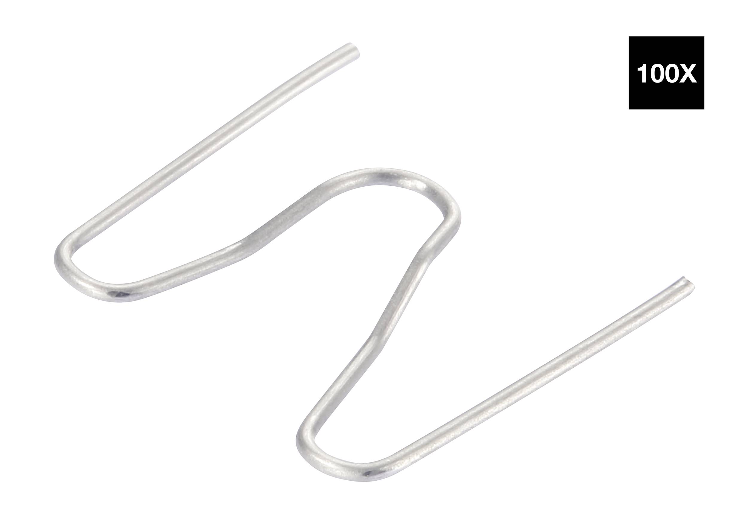 Silver, S-shaped metal component on a white background, shown enlarged.