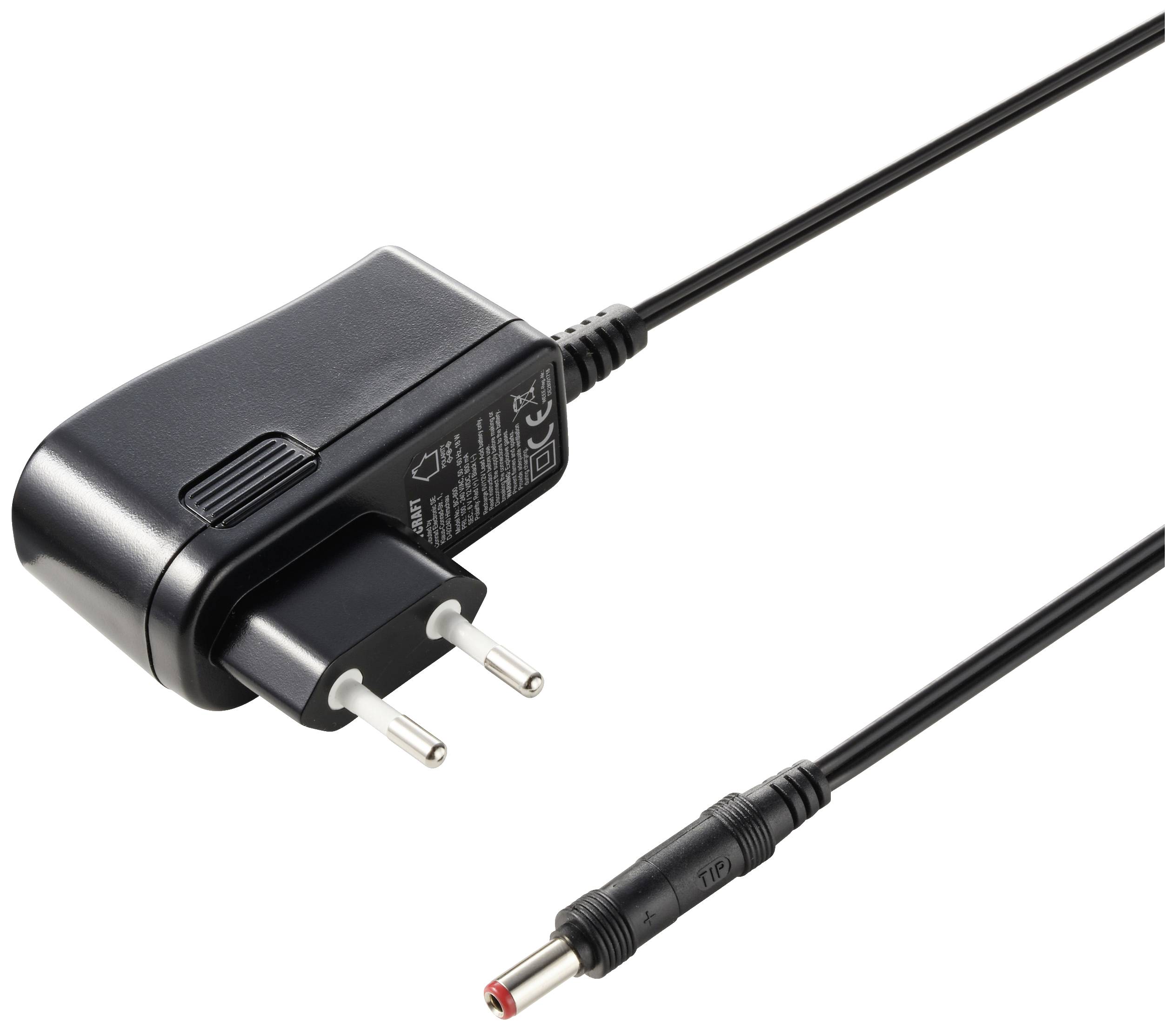 Black power supply with European plug and thin, long cable with small, round connector. Suitable for standard chargers.<br><br>Note: The translation is already in British English and maintains the original meaning and formatting.